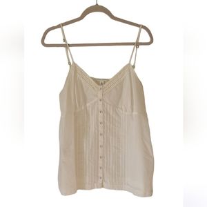 Banana Republic White Summer Cotton Silk Blouse Spaghetti Tank Shirt Size XL